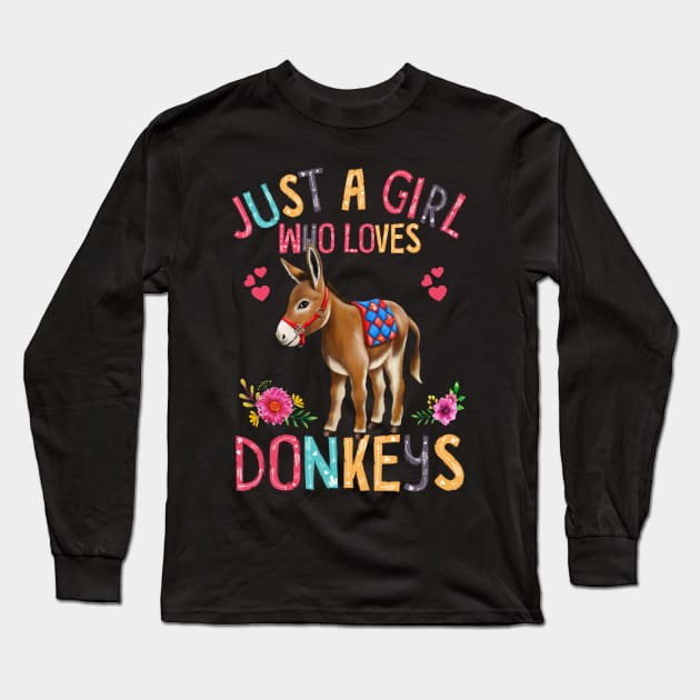Just A Girl Who Loves Donkeys - Cute Donkeys Lover Long Sleeve T-Shirt by nakos